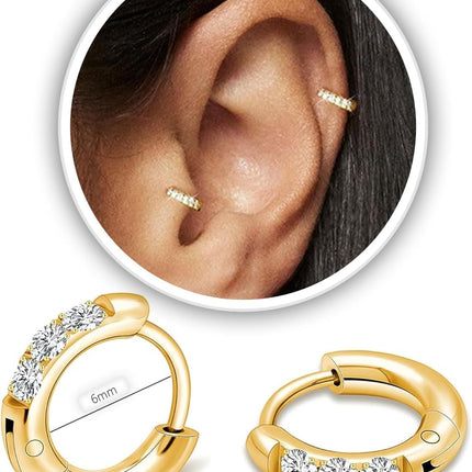 Small Hoop Earrings for Women Men,316L Surgical Steel Hinge Huggie Hoop Earrings fit Cartilage Helix Tragus Sung Conch 1st Lobe Hole Earlobe Lightweight Hypoallergenic Earrings