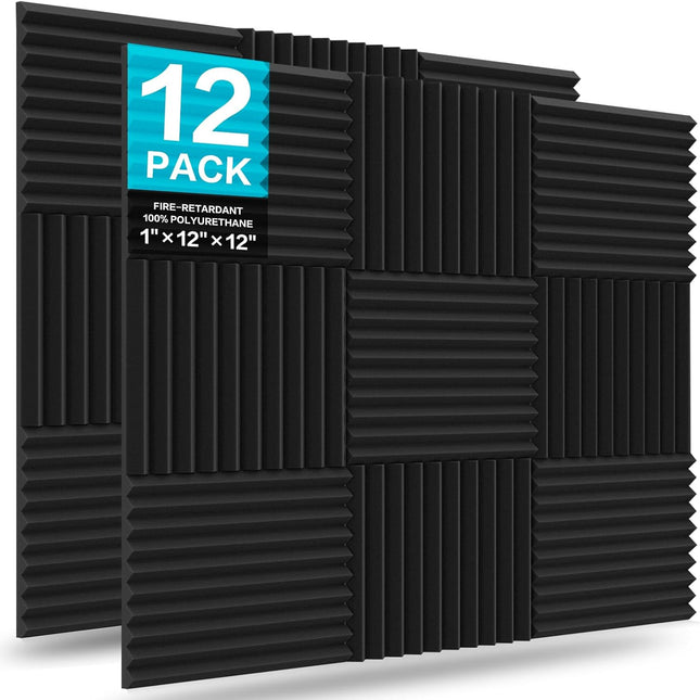 12 Pack Acoustic Foam Panels, 1" X 12" X 12" Sound Proof