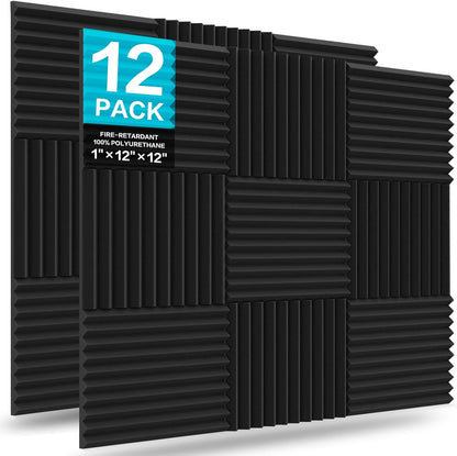 12 Pack Acoustic Foam Panels, 1" X 12" X 12" Sound Proof