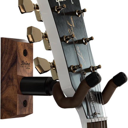 String Swing CC01K-BW Guitar Hanger and Guitar Wall Mount Bracket Holder for Acoustic and Electric Guitars Black Walnut