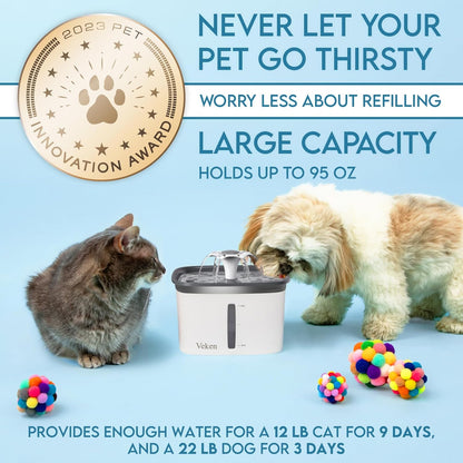 Innovation Award Winner 95oz/2.8L Pet Fountain, Automatic Cat Water Fountain Dog Water Dispenser with - photo 3
