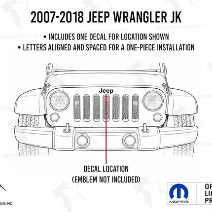 2007-2018 Jeep Wrangler JK Custom Color Emblem Decal (Vinyl Sticker) - Black (Gloss)