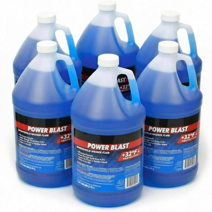 6-Gallons Power Blast +32°F Protection Windshield Washer Fluid | Removes Road Grime & Dirt, Ready to Use (6 Jugs of 1 Gallon)