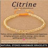 4mm Citrine Natural Stone Crystal Bracelet with Adjustable Macrame String