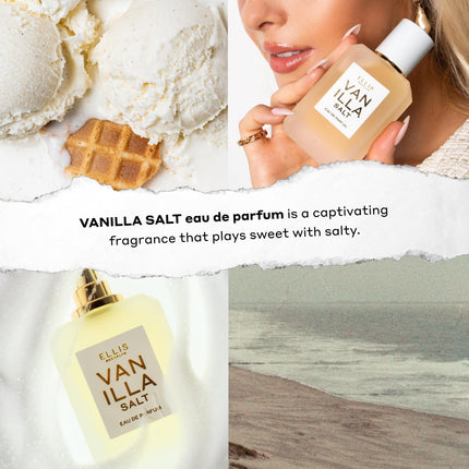 Ellis Brooklyn VANILLA SALT Eau de Parfum Travel Spray 0.33oz / 10ml - Gourmand Vanilla Perfume with Sea Salt, Luminous Musk, and Jasmine- Clean, Vegan, Cruelty-Free, Long Lasting Perfumes for Women