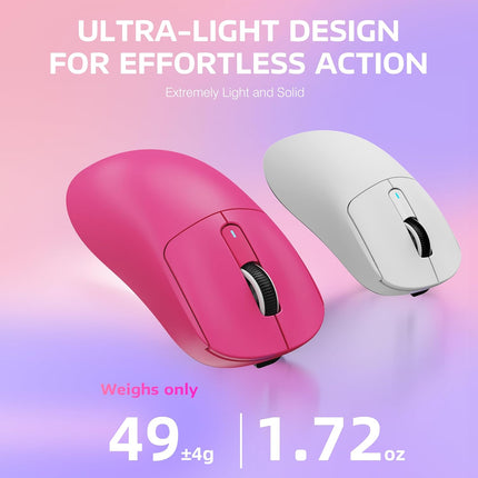 ATTACK SHARK X3 Wireless Gaming Mouse, 49g Ergonomic Computer Mouse, Triple Modes PAW3395 26K DPI Optical Sensor, 200h Battery Life, Programmable Buttons, Gaming Accessories for PC/Laptop/Mac (Berry)
