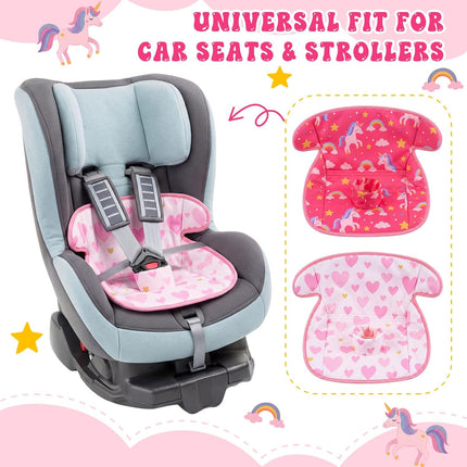 2 Pack Potty Training Car Seat Protector Waterproof Soft Piddle Pad for Baby Stroller Pink Unicorn Heart Shape Leak Proof Non Slip Car Seat Liner for Baby Infant Toddler Girl Toilet Training