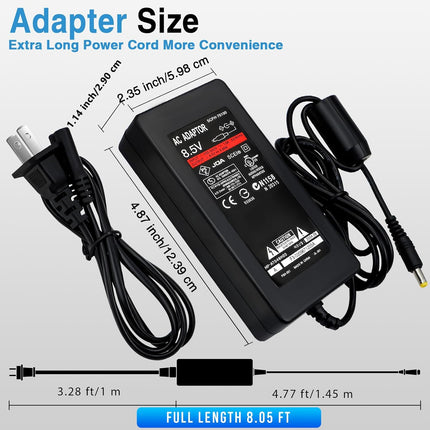 Sirmpuna Power Cord and AV Cable for PS2, AC Power Adapter Charger for PlayStation 2 Slim A/C 70000 Gaming Console, Safe Charging Replacement Set with Overheat Protection