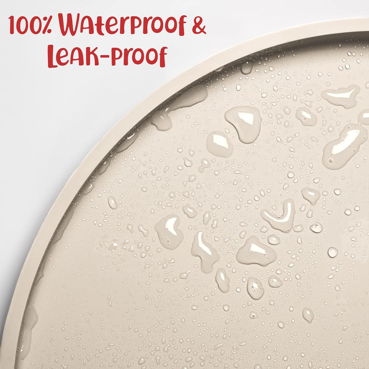 Dog Food Mat - Waterproof Silicone Feeding Mat for Food and Water Bowls, Small, White Sand - photo 4