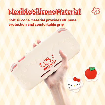Kuitmor Switch Lite Protective Case,Soft Silicone Protective Shell,Anti-Scratch Protective Cover Case for Switch Lite with 2 Thumb Grip Caps（Beige Hello Kitty） | Soft Silicone, for Switch Lite, Off White
