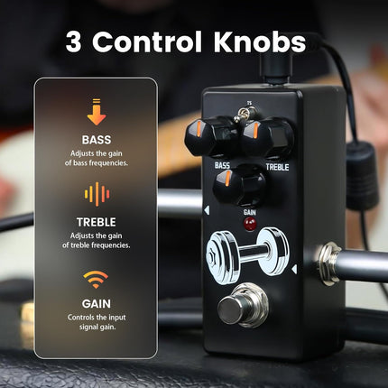 SORAN JBS-01 Booster Mini Pedal for Electric Guitar,Two Selectable Modes, Clean and TS Booster,Sturdy Metal Case,True Bypass,DC 9V