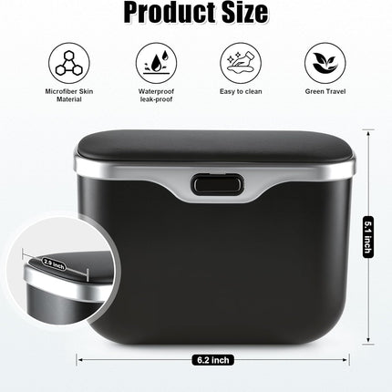 UYYE Car Trash Can, Car Garbage Bin with Lid & Handle - Leak-Proof Mini Trash Can for Car, Truck, SUV - Essential Car Accessories for Organization (Black)