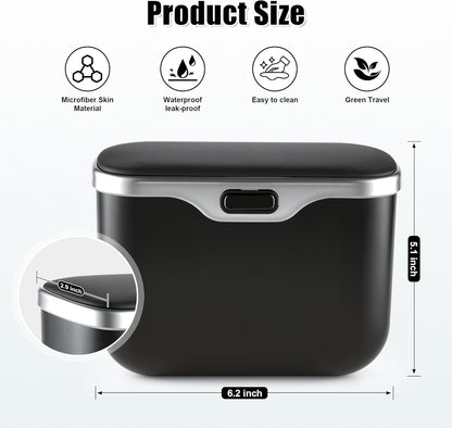 Car Trash Can, Car Garbage Bin with Lid & Handle - Leak-Proof Mini Trash Can for Car, Truck, SUV  - photo 2