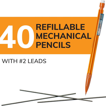 BIC Xtra Smooth Bright Edition Mechanical Pencils, 0.7 mm Medium Point, Refillable and Retractable, 40-Count