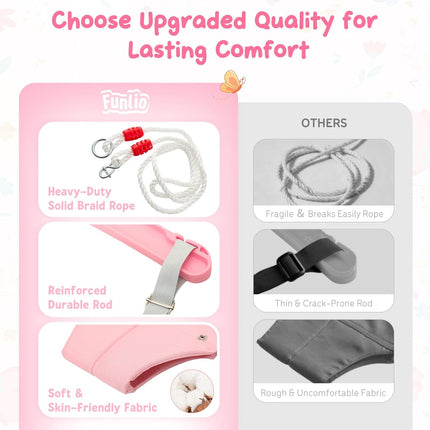 FUNLIO Baby Jumper with a Ceiling Hook for 6-24 Months, Baby Door Jumper for Indoor/Outdoor Play, Jumper Doorway with Adjustable Chain, Easy to Assemble & Store (with a Ceiling Hook) - Pink Butterfly