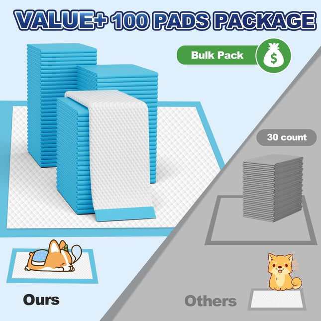 Puppy Pads XL 100 Count, Dog Pee Pads Extra Large, 34"x28" Pee Pads for Dogs, X-Large Disposable Dog Training Pads Super Absorbent&Leak-Proof, Crate Potty Piddle Pads for Doggy, Pet Supplies