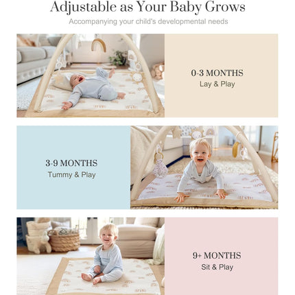 Mallify Washable Tummy Time Mat, Deluxe Baby Play Mat, Baby Play Gym with 6 Featured Toys and 12 Milestone Cards, Baby Gym for Infant & Toddler, Baby Play Mats for Floor, Non Slip Play Mat