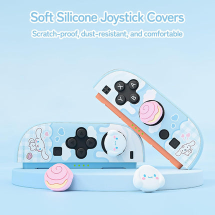 Kuitmor Thumb Grip Caps Compatible with Nintendo Switch 2, Silicone Joystick Grip Caps for Switch 2025, 4pcs, Cute Dog Style, Pink & White