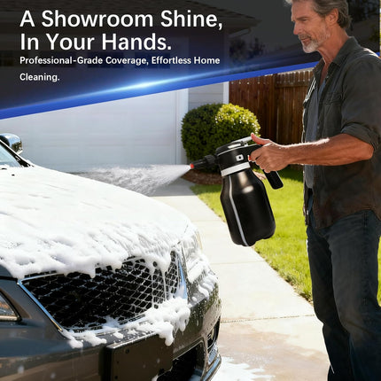 Electric Foam Sprayer for Thick Rich Foam, 2L Cordless Portable - Professional Pressurized Foam Cannon for Car Wash & Detailing, Rechargeable with Long Lasting Battery Black