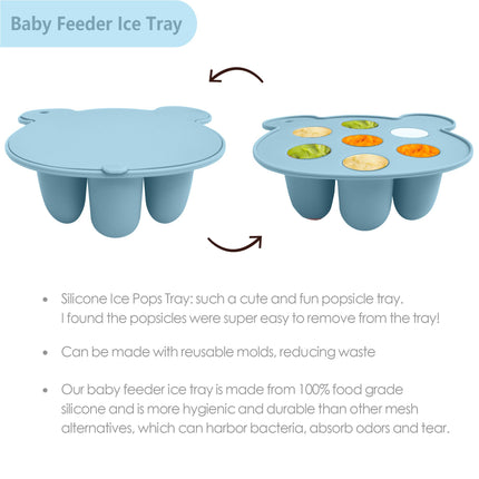Baby Food Feeder Pacifier with Breast Milk Popsicle Teether-Silicone Forage Feeder for Babies-Breastmilk Storage Container and Freezer Tray-Teething Popsicle Molds