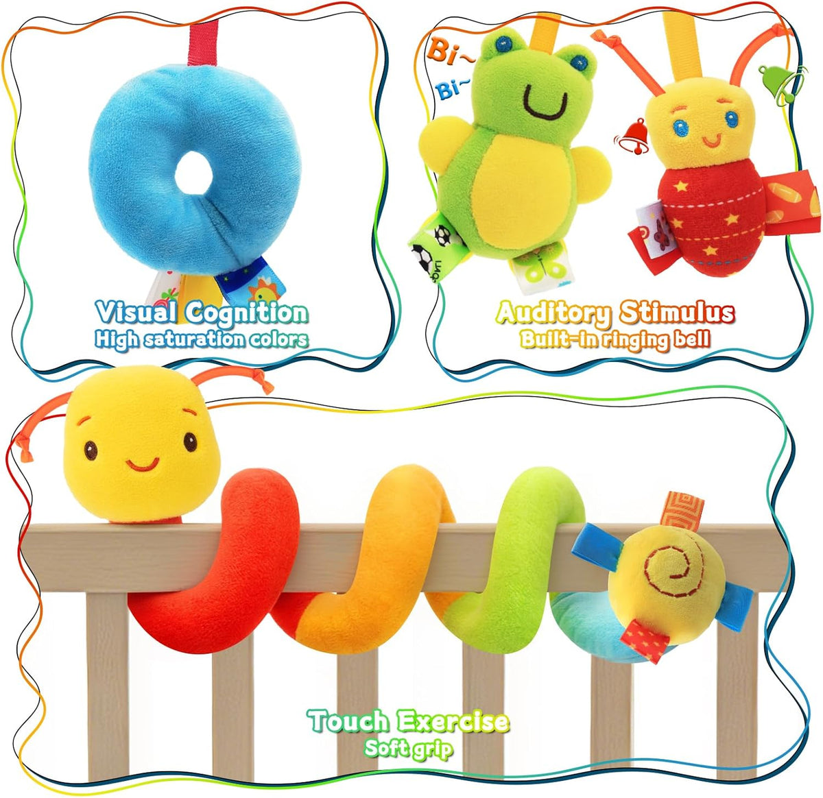 Spiral Baby Sensory Plush Hanging Toy for Car Seats, Strollers & Cribs - photo 2