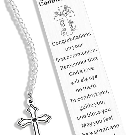 2026 First Communion Gifts for Girls Boys – 1st Holy Communion Bookmark, Christian Religious Gifts for Kids Teens Women Men, Baptism Confirmation Easter Gifts, Faith Cross Bookmark (First Communion 1)