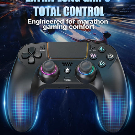 GUOC LED Wireless Controller for PS5 with Hall Effect Joystick and Trigger,4 Macron Boutton Extended Grip Controller Compatible with PS5 Pro/Slim, Dual Vibration, Remap/Turbo Function