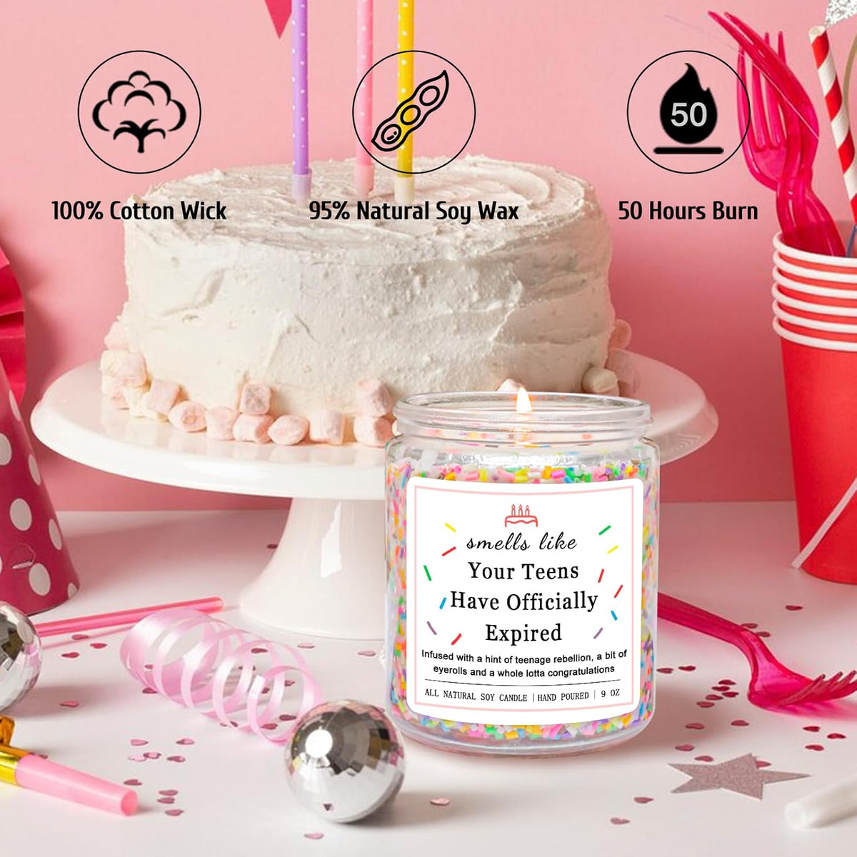 20th Birthday Vanilla Birthday Cake Scented Candle with Sprinkles - photo 3