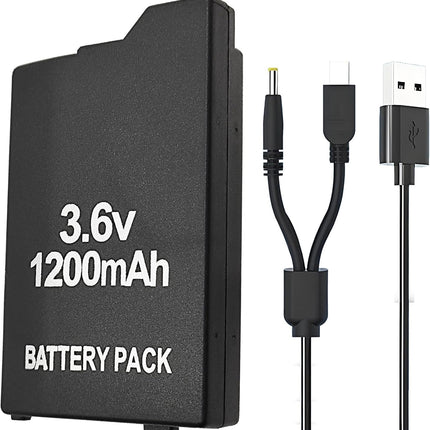Battery for Sony PSP 3000 2000: Model PSP-S110 Portable Replacement Battery Pack 3.6V 1200mAh for Sony PlayStation PSP 2001 3001 Slim with Charger Cable