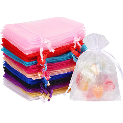 100pcs Organza Jewelry Bags 3x4 in Small Mesh Bags Drawstring
