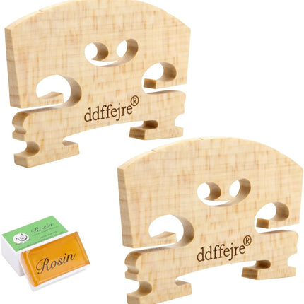 2 Pack 4/4 Violin Bridge,Premium Solid Maple Violin Bridge,Lightweight & Durable,Direct Fit,Hand-Carved for Improved Sound Clarity & Volume, Violin Replacement Parts (2Pack-D)
