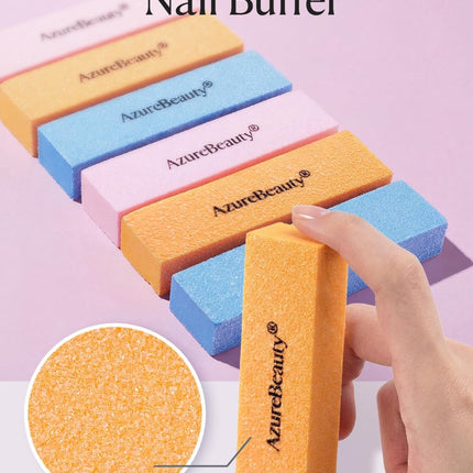 AZUREBEAUTY Nail Files and Buffers, Professional Nail Supplies, Nail Files for Natural Nails, Rectangular Nail Buffer Block for Polishing Filing, and Nail Care, 100/180 Grit 12 pcs Manicure Tools Kit