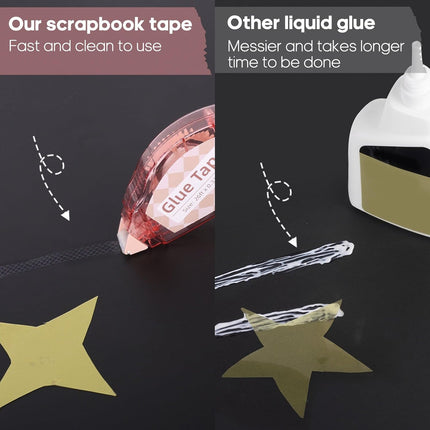 Secopad Scrapbook Tape, 4 Pack Double Sided Tape Roller for Crafts, Adhesive Glue Runner Scrapbooking Supplies Journaling School Office Teacher Supplies for Kids and Adults, 0.3IN x 26FT