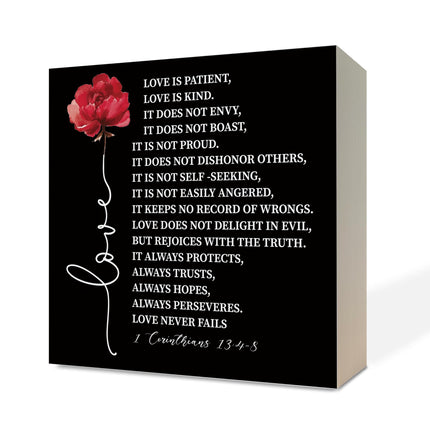 Christian Wood Signs, Bible Verse Philippians 4:13 - I Can Do All Things Through Christ Who Strengthens Me, Box Sign Decor Tabletop, Inspirational Home Desk Decor, Motivational Gift for Friends Family