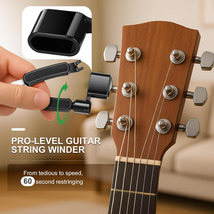 Guitar String Winder, String Cutter, Bridge Pin Puller, Professional 3-in-1 Tool Kit for Acoustic and Electric Guitars, Sturdy Peg Winder String Changing Tuner Maintenance