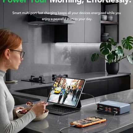 8-in-1 Retractable 105W USB-C GaN Charging Station