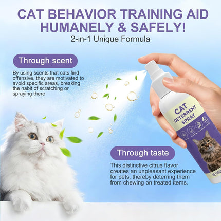Cat Deterrent Spray for Furniture, Indoor & Outdoor Cat Repellent - Stops Scratching, Pee Spraying, Chewing | Natural Essential Oils, Pet-Safe, 5.07 Fl Oz