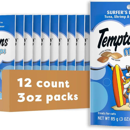 Temptations Cat Treats MixUps Surfer's Delight, Tuna, Shrimp, Salmon Flavor, Crunchy and Soft Cat Treats, 3 oz. Pouch (Pack of 12)