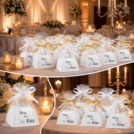 24 Set Wedding Cowbells Ring for a Kiss Party Bell Noise Makers Small Iron Kissing Bells for Sporting Events Wedding Reception Favor Goody Bag Supplies