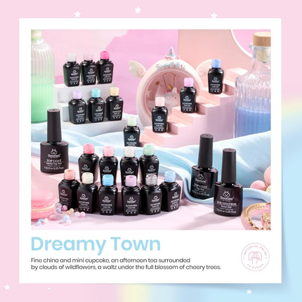 beetles Pastel Gel Polish Set - 20 Colors Spring Gel Nail Kit Dreamy Town Collection Macaroon Pink Yellow Green Blue Glitter Manicure Kit with 3Pcs Base Top Coat Uv LED Summer Gifts for Women