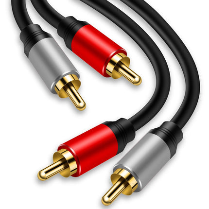 Tan QY 2RCA to 2RCA Cable 10ft, Gold-Plated 2 RCA Male to 2 RCA Male Stereo Audio Cable for Home Theater, HDTV, Gaming Consoles, Hi-Fi Systems (10Ft/3m)