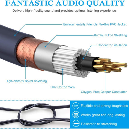 JOLGOO RCA to XLR HiFi Audio Cable - 2 RCA to 2 XLR, 3.3 Feet, 4N OFC Wire for Amplifier, Mixer, Microphone