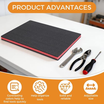 4 Pcs Tool Box Foam, 16 x 12 x 1 Inch Polyurethane Pick and Pluck Toolbox Foam, cuttable shadow inserts organizer for drawers, cases