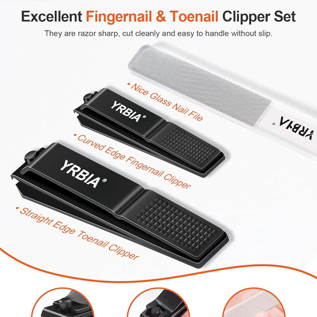Nail Clippers with Glass Nail File, Ultra Sharp Nail Clipper Set, Professional Fingernail & Toenail - photo 2