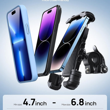 Lamicall Bike Phone Holder, Motorcycle Mount - Motorcycle Phone Holder, Handlebar Cell Phone Clamp, Scooter Phone Clip Gifts for iPhone 17 Air Pro Max, 16 15 Plus, S20, 4.7 to 6.8" Smartphones