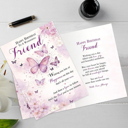 Birthday Card for Friend, Best Friend Birthday Card, Birthday Gifts for Bestfriend, Beautiful Butterfly Floral Greeting Card for Female Friend