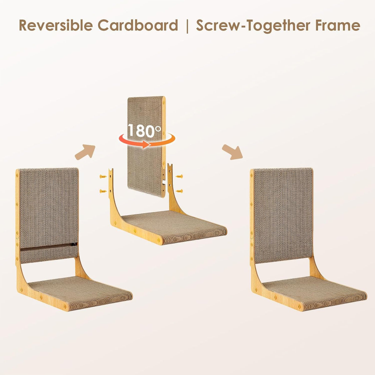 2-Pack Large L-Shaped Cardboard Cat Scratcher with Ball Toy - photo 3