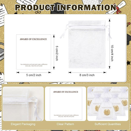 Sureio 30 Set Student Council Lapel Pins Bulk 2026 Graduation Souvenir Gifts Gold School Award Badges 1 Inch with Card, Organza Bag for Student Teacher Congrat Grad Party