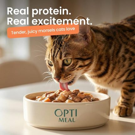 Optimeal Wet Cat Food Variety Pack - Sea Protein Selection, Grain Free Tender Morsels, High Protein Premium Nutrition Made with Natural European Ingredients, Adult Cat Pouches 3oz (Pack of 12)