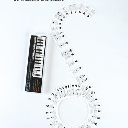 BEATBIT Piano Notes Guide for Beginner, Removable Piano Keyboard Note Labels for Learning, 88-Key Full Size, Made of Silicone, No Need Stickers, Reusable and Comes with Box (Classic Black）